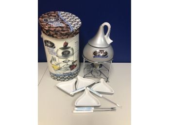 Brand New Hershey's Chocolate Kisses Dessert Fondue Set Silver 100 Yr Anniversary