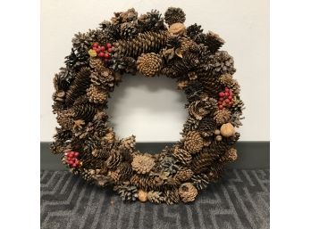 Pinecone And Holly Berry Wreath