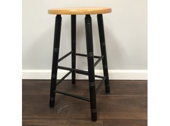 Black & Natural Wood Bar Stool