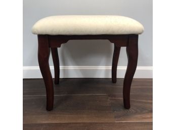 Pretty Little Wood & Ivory Upholstered Stool Bench Vanity Seat