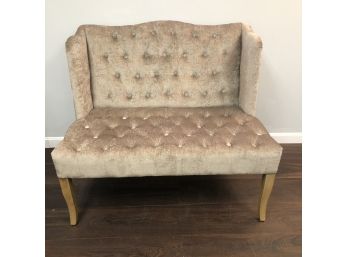 Gorgeous Champagne Colored Velour Wing Back Settee From Wayfair