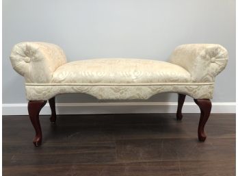 Rolled Arm Lovely Ivory Upholstered Bench