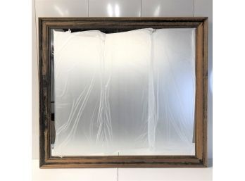 Pretty Antique Rustic Wood Framed Wall Mirror