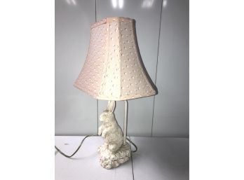 Adorable Children's Bunny Rabbit Table Lamp W/ Pink Shade