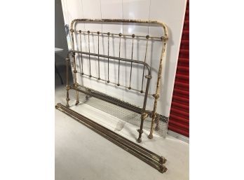 Lovely Antique Iron Full Size Headboard Footboard & Side Rails