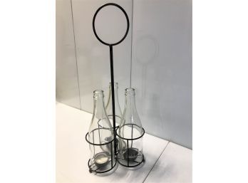 Cute Decorative Metal Caddy W/3 Candle Holders