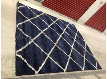 Navy & White 8' X 10' Geometric Shag Rug By Safavieh Turkey