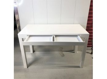 Perfectly Simple White Lacquer 2-Drawer Desk