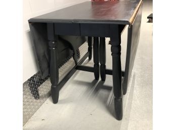 Pretty Farmhouse Wood Gate Leg Table Painted Black