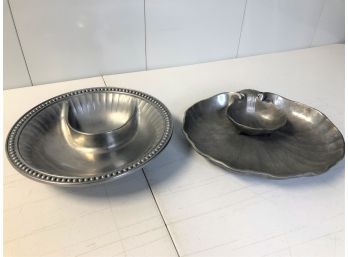 2 Great Metal Chip & Dip Bowls By Wilton