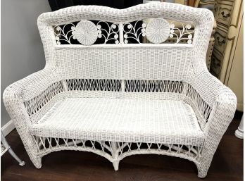 Fabulous White Wicker Settee Love Seat