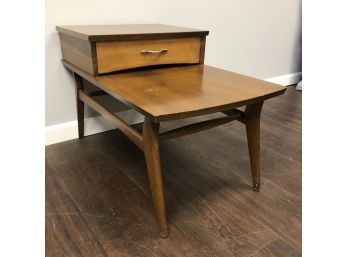 Vintage Mersman Mid-Century 2-Tier Wooden End Side Table W/ Drawer