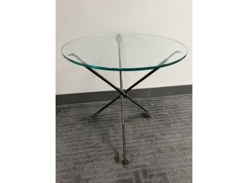 Iron 3 Arrow Leg Glass Top Cocktail Accent Side Table