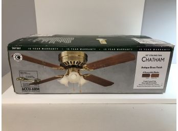 New Chatham 52' Ceiling Fan Light Antique Brass Finish #261561