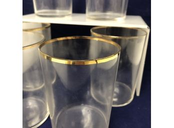 Set Of 6 Vintage Gold Rimmed Juice Glasses