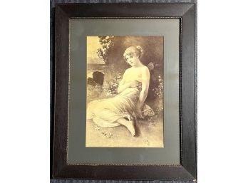 Framed Artwork Print Vintage Girl Relaxing By A Tree