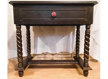 3 / Pretty Reproduction Jacobean Style Dark Wood Rectangle Side Accent End Table