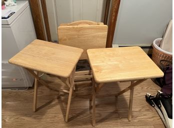 1 / Light Wood Folding Tray Tables #2