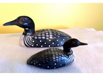 3 / Pair Of Beautifully Detailed Wood Carved & Painted Loons