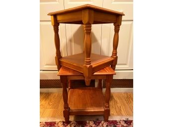 3 / Pair Of Pretty Wood Side End Occasional Tables