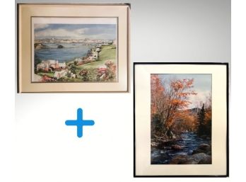 3 / Pair Of Two Framed Artwork - Fall Trees And Bermuda