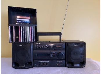 3 / Sony Boombox Cassette Tape & Radio Model #CFS-1055 W/Speakers Tapes & CD's