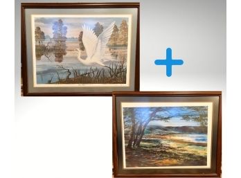 3 / Two Very Large Framed Landscape Artwork - Jules Scheffer & ?? Both Signed & Numbered