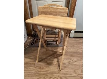 1 / Light Wood Folding Tray Tables #1