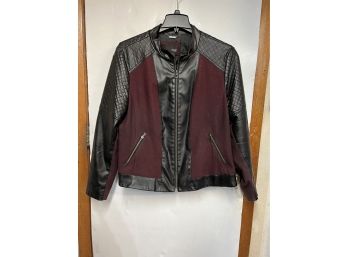 G / Men's 2X Recycled Wool & Leather Look Bomber Jacket By ANA