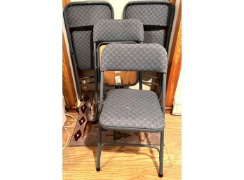 1 / 4 Blue Padded Folding Metal Chairs By Samsonite