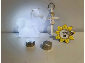 C/ 5 Pc Kid's Assorted Trinkets - 1st Tooth, 1st Curl, Angel On Cross, Mini Frame, Unicorn Light