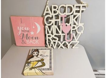 C/ Cute Kid's Art - A-Zs, Mudpie's 'love You To The Moon' & Disney's 'belle'