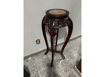 C/ Stunning Wood & Marble Asian Styled Tall Accent Table Plant Stand