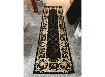 C/ Beautiful Black Cream Gold Runner Rug By Safavieh