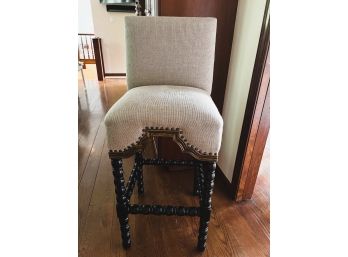 K/ Single Natural Burlap Bar Height Chair Dark Brown Frame