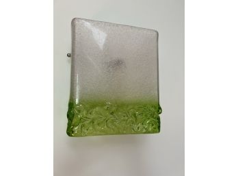 G/ Pair #1 Beautiful Murano 'Hailey' Green & Clear Square Sconces