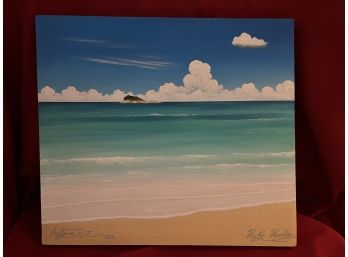 C/ Paint On Canvas - Antigua Beach Scape By Ricky Recaldo