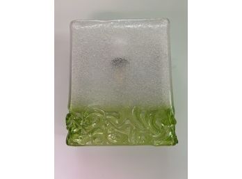 G/ Pair #2 Beautiful Murano 'Hailey' Green & Clear Square Sconces