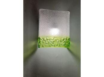 G/ Pair #3 Beautiful Murano 'Hailey' Green & Clear Square Sconces