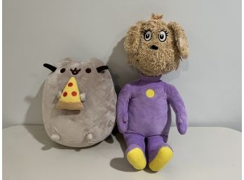 C/ 2 Plush Stuffed Toys - Pusheen Cat Eating Pizza & Marvin K Mooney