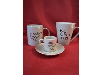 C/ 3 Mug Set - Big Medium & Little Brown Mugs By BIA