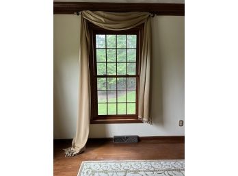 DR/ 6 Elegant Gold Scarf Style Curtains W/ Rods