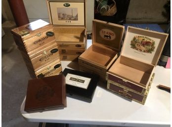 Bundle Of 12 Assorted Wooden Empty Cigar Boxes