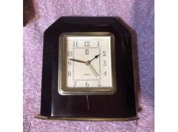 1997 PS Paul Sebastian Inc Wooden Brown Desk Shelf Mantle Quartz Clock