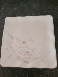 Square Dish With Bird And Nest Cream