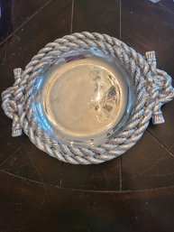 Pewter Platter  Rope Design Outer Edge