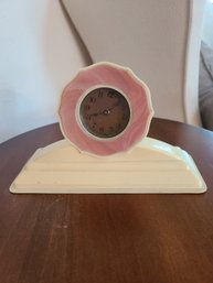 Antique Clock Cream Colored Pink Around Face