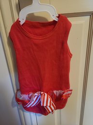 Dog Outfit Red With Ruffles And Bows