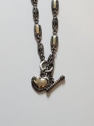 Premier Jewelry Heart Pendant Silver N Gold Chain