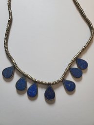 Necklace 8' Lapis Copper Style Broken Clasps